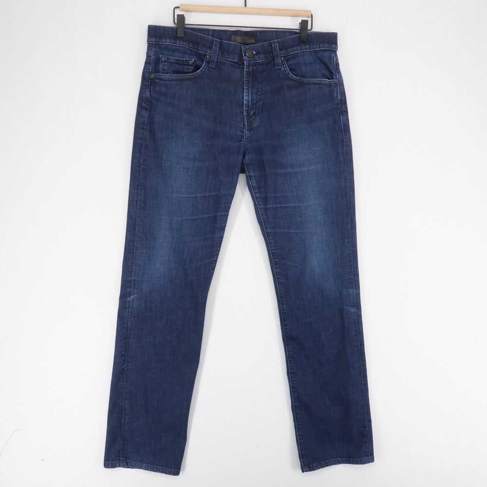 J Brand Kane Jeans Mens 34 Blue Hirsch Slim Straight Dark Wash Stretch Made USA